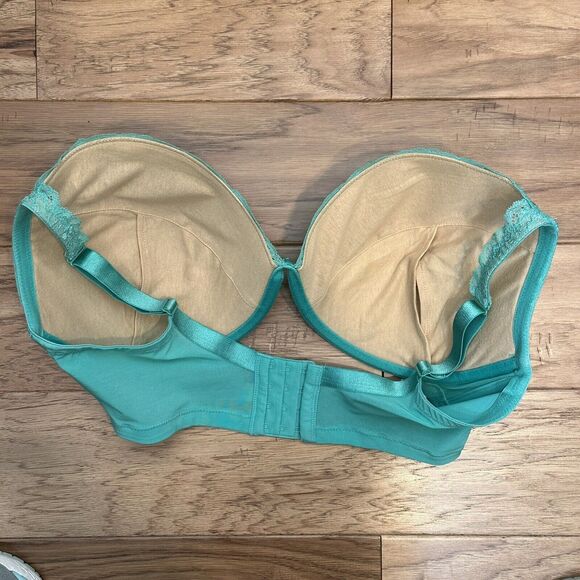 Cacique Bra 42DDD Teal Nude Lace Adjustable Straps Lane Bryant Lingerie Top - Picture 11 of 11